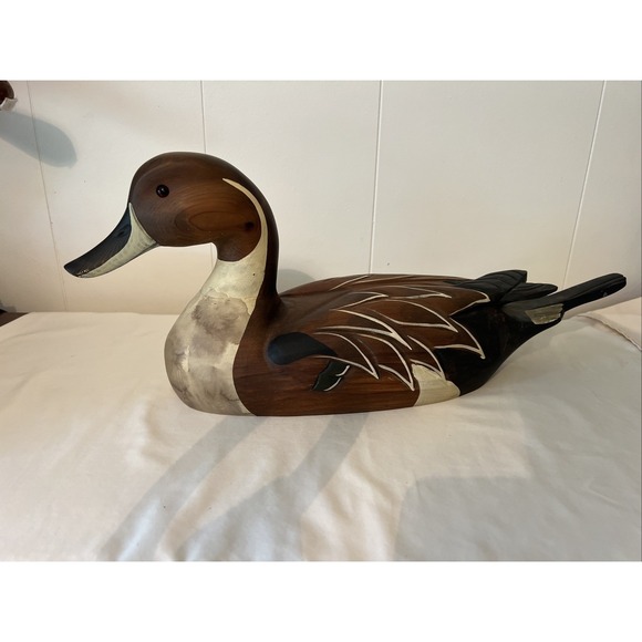 Vintage Wood Large 20 Inch Pintail Wildlife Collectibles Hand Carved Glass Eyes - Picture 1 of 8